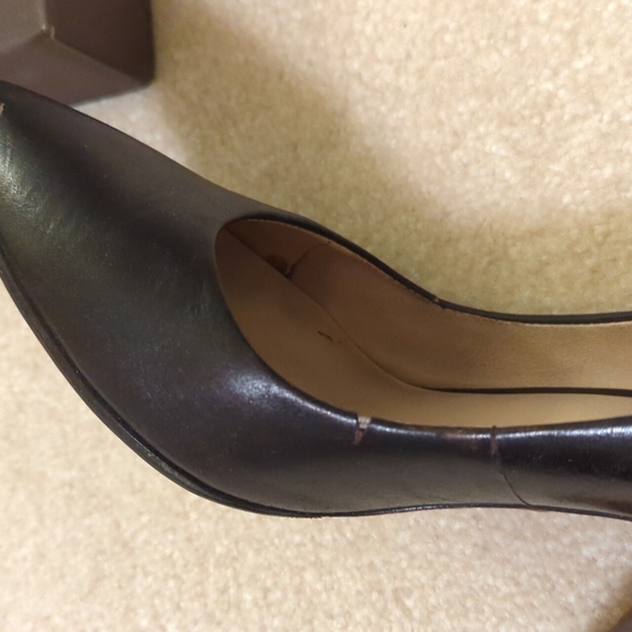 Enzo Angiolini Eaelaya Dark Brown Croco Black Pumps with Wooden Heel (Sz 6) - Picture 2 of 4